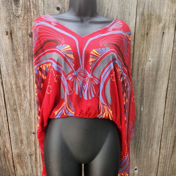 LIKE NEW unique Art Nouveau-inspired Free People colorful, summery top - Picture 2 of 6